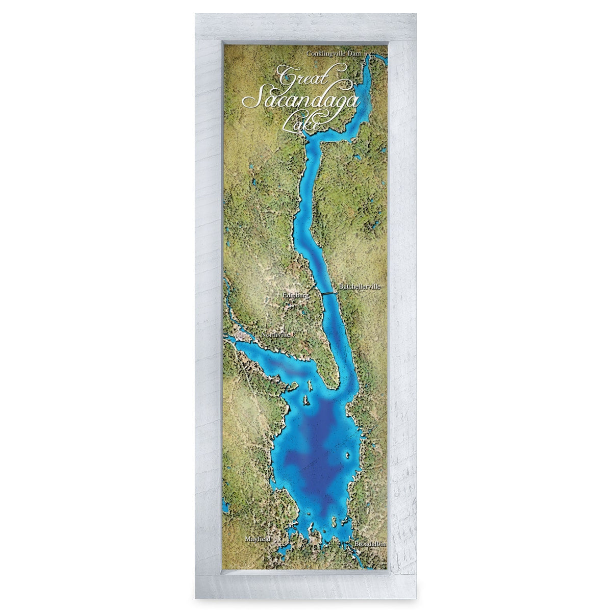 Saranac Lake, New York Map | Real Wood Framed Wall Art Print
