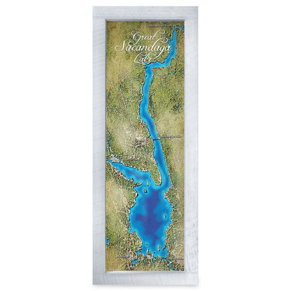 Saranac Lake, New York Map | Real Wood Framed Wall Art Print