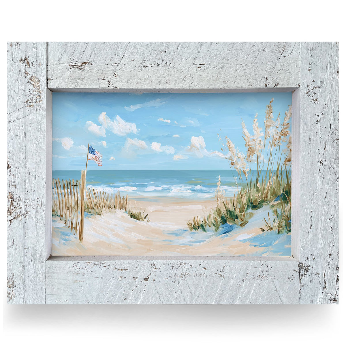 Patriotic Beach Dunes | Real Wood Framed Wall Art Print