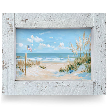 Patriotic Beach Dunes | Real Wood Framed Wall Art Print