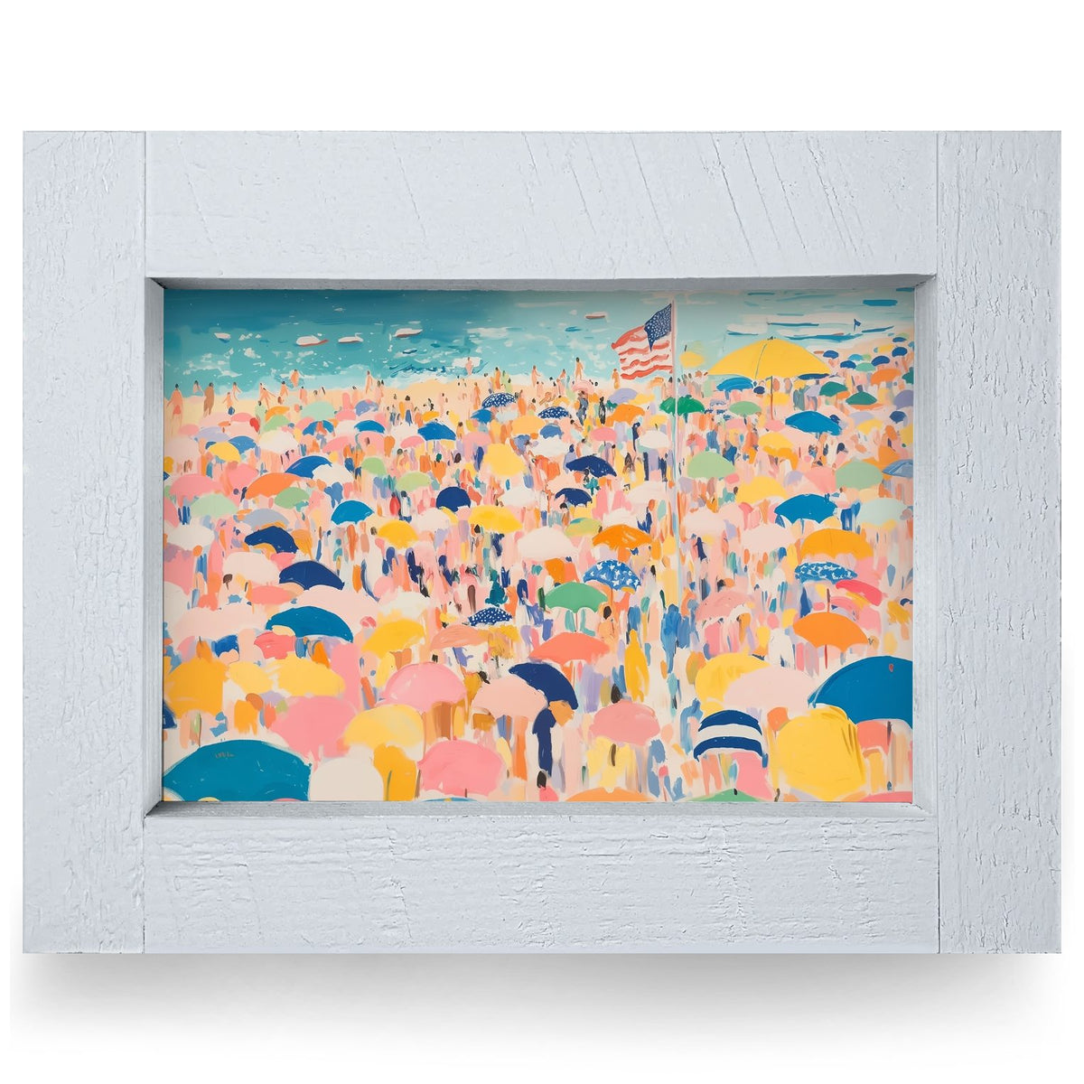 Stars, Stripes, and Summer | Real Wood Framed Wall Art Print | Horizontal