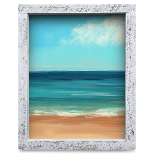 Minimalist Beachscape | Real Wood Framed Wall Art Print