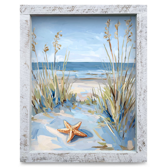 Starfish Beach Path | Real Wood Framed Wall Art Print