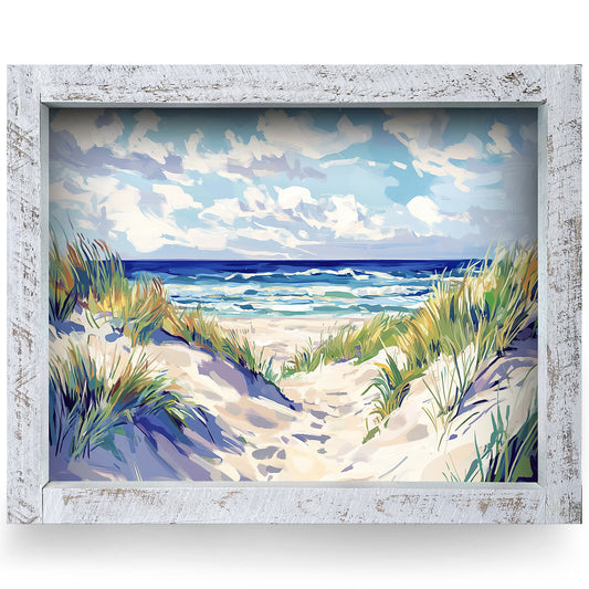 Path To Paradise | Real Wood Framed Wall Art Print | Horizontal