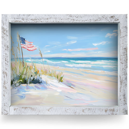 American Seaside | Real Wood Framed Wall Art Print