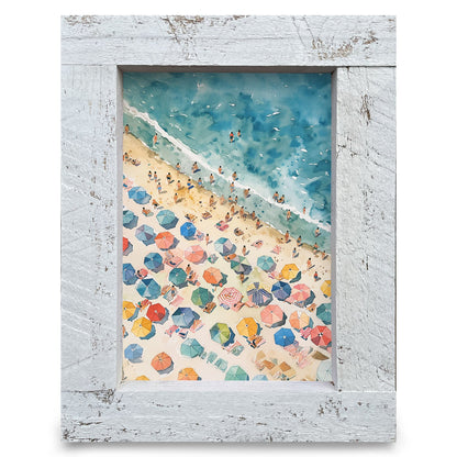 Beach Day Umbrellas | Real Wood Framed Wall Art Print