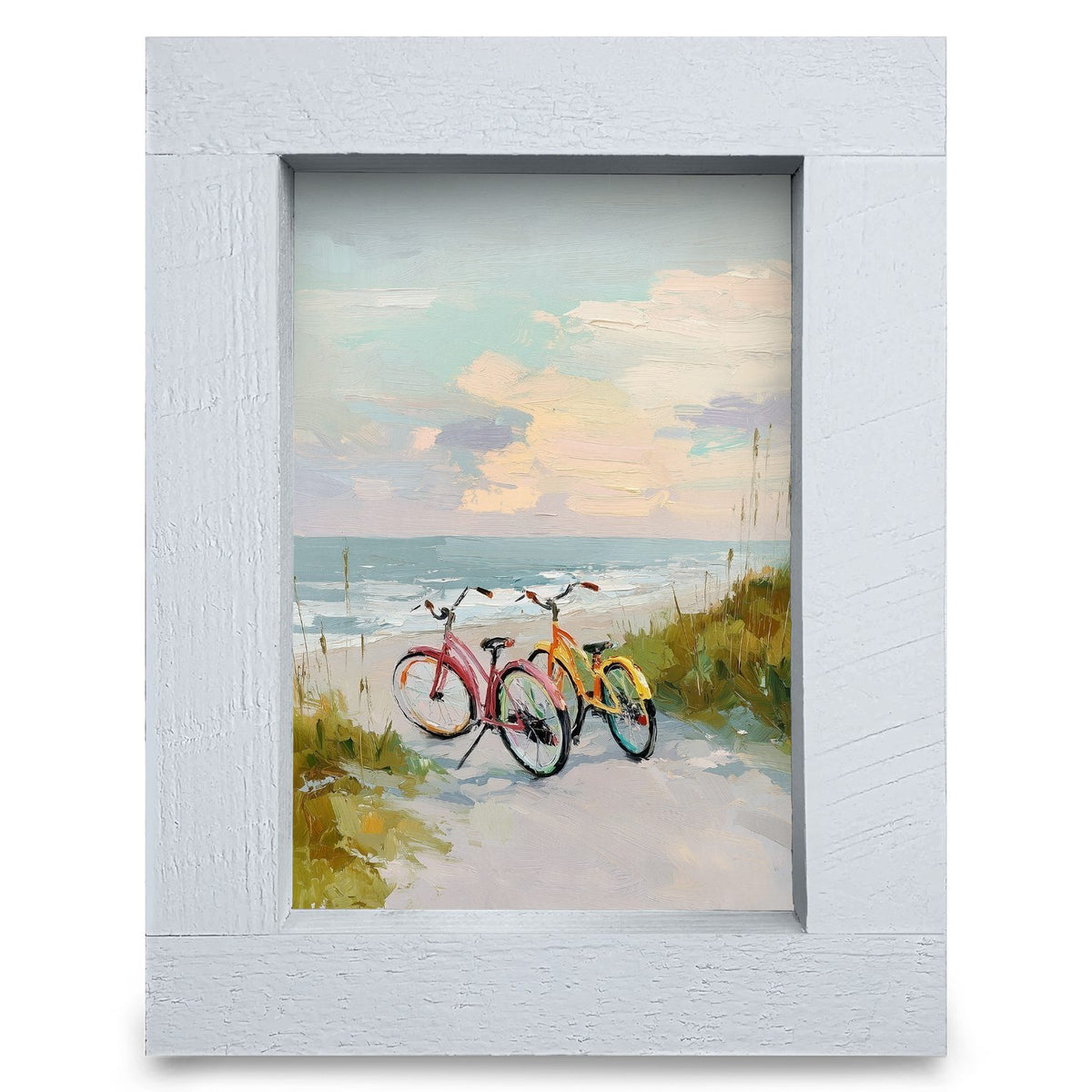 Beach Bicycles | Real Wood Framed Wall Art Print