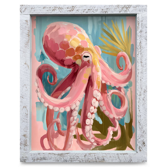 Pastel Octopus | Real Wood Framed Wall Art Print