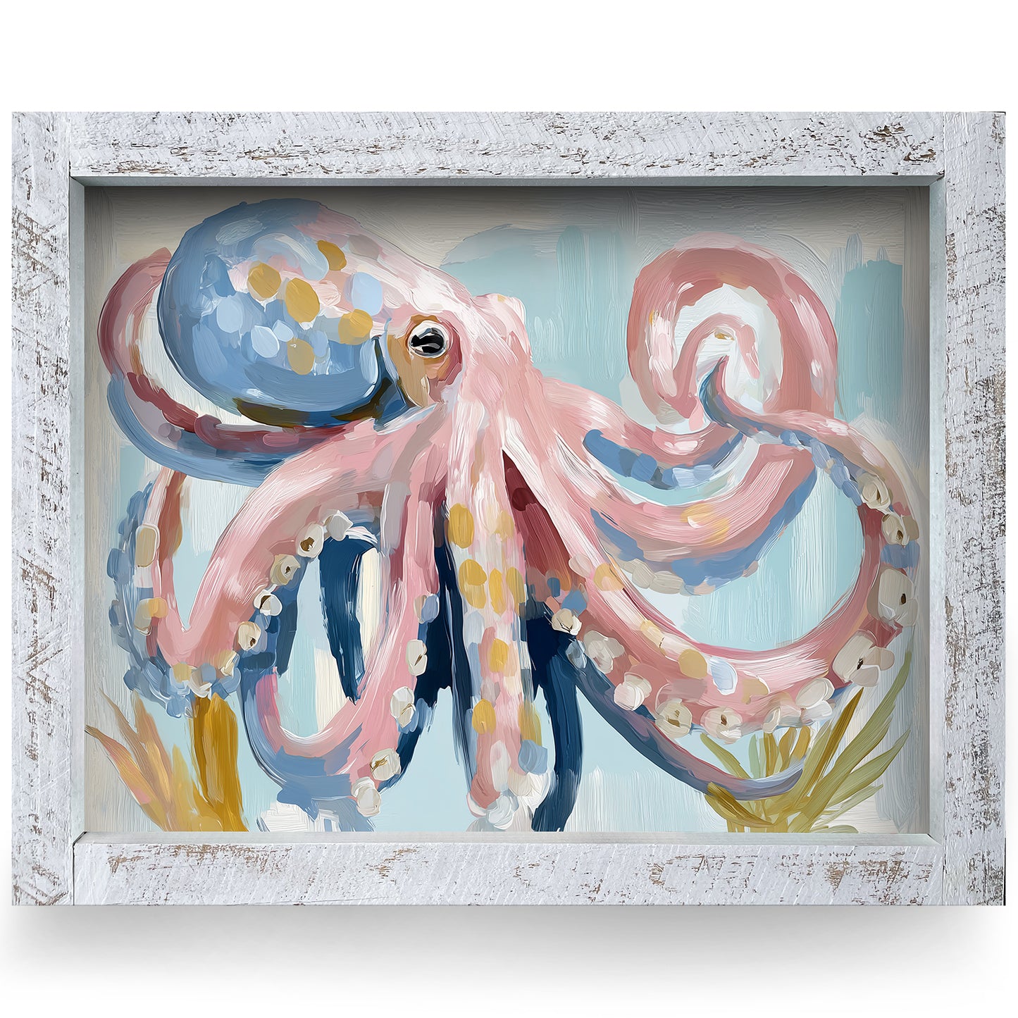 Whimsy Octopus | Real Wood Framed Wall Art Print