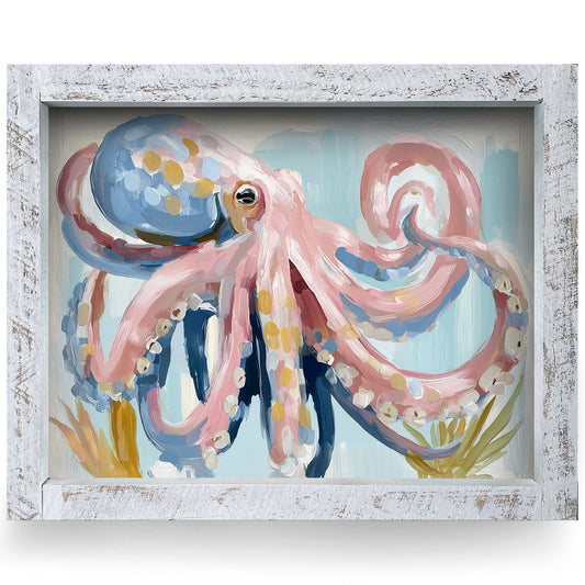 Whimsy Octopus | Real Wood Framed Wall Art Print