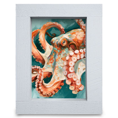 Coral Octopus | Real Wood Framed Wall Art Print
