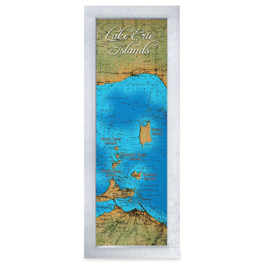 Lake Erie Islands, Ohio Map | Real Wood Framed Wall Art Print