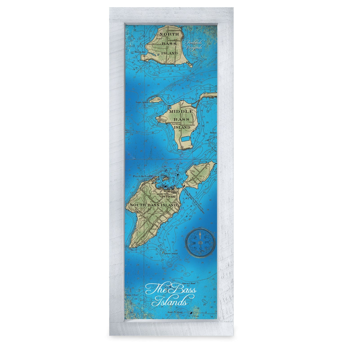 Put-in-Bay, Ohio Map | Real Wood Framed Wall Art Print
