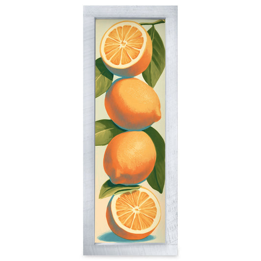 Orange Citrus Stack | Real Wood Framed Wall Art Print | Skinny