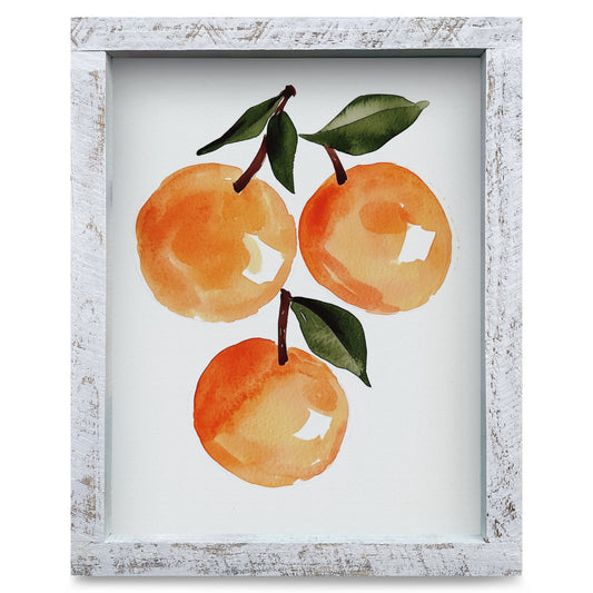 Watercolor Oranges | Real Wood Framed Wall Art Print