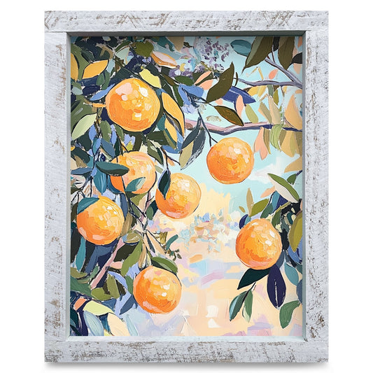 Fresh Picked Oranges | Real Wood Framed Wall Art Print