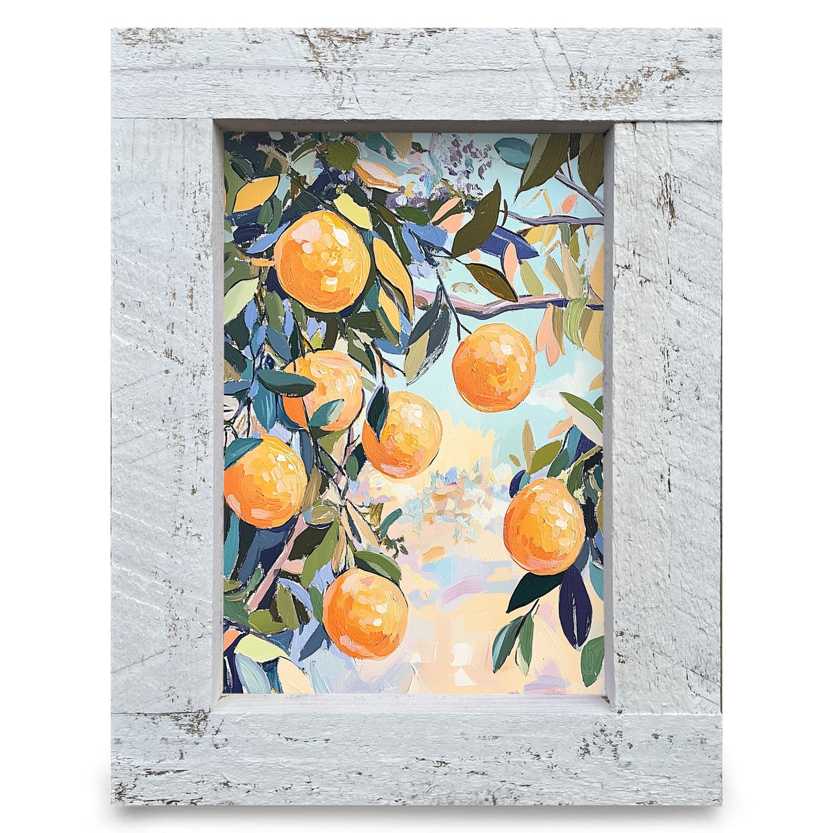 Fresh Picked Oranges | Real Wood Framed Wall Art Print