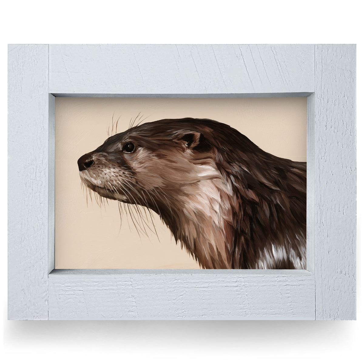 River Otter Portrait | Real Wood Framed Wall Art Print