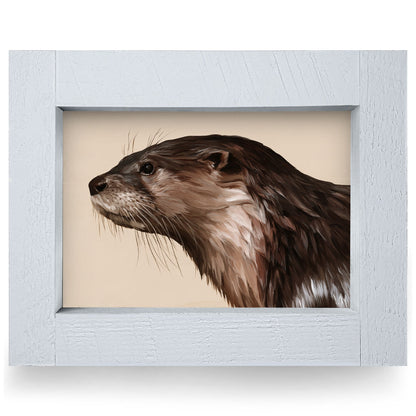 River Otter Portrait | Real Wood Framed Wall Art Print