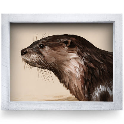 River Otter Portrait | Real Wood Framed Wall Art Print
