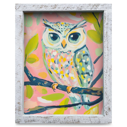 Whimsy Owl | Real Wood Framed Wall Art Print