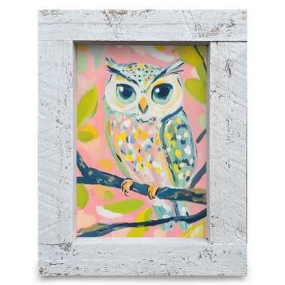 Whimsy Owl | Real Wood Framed Wall Art Print