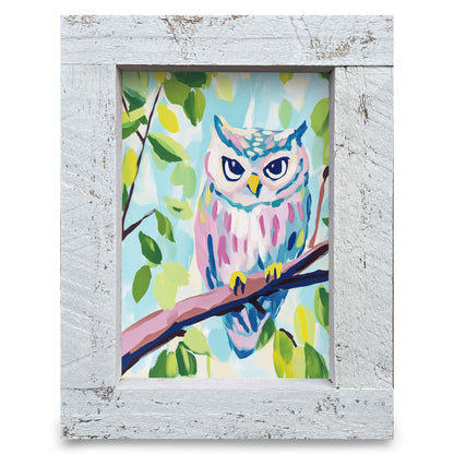 Spring Garden Owl | Real Wood Framed Wall Art Print
