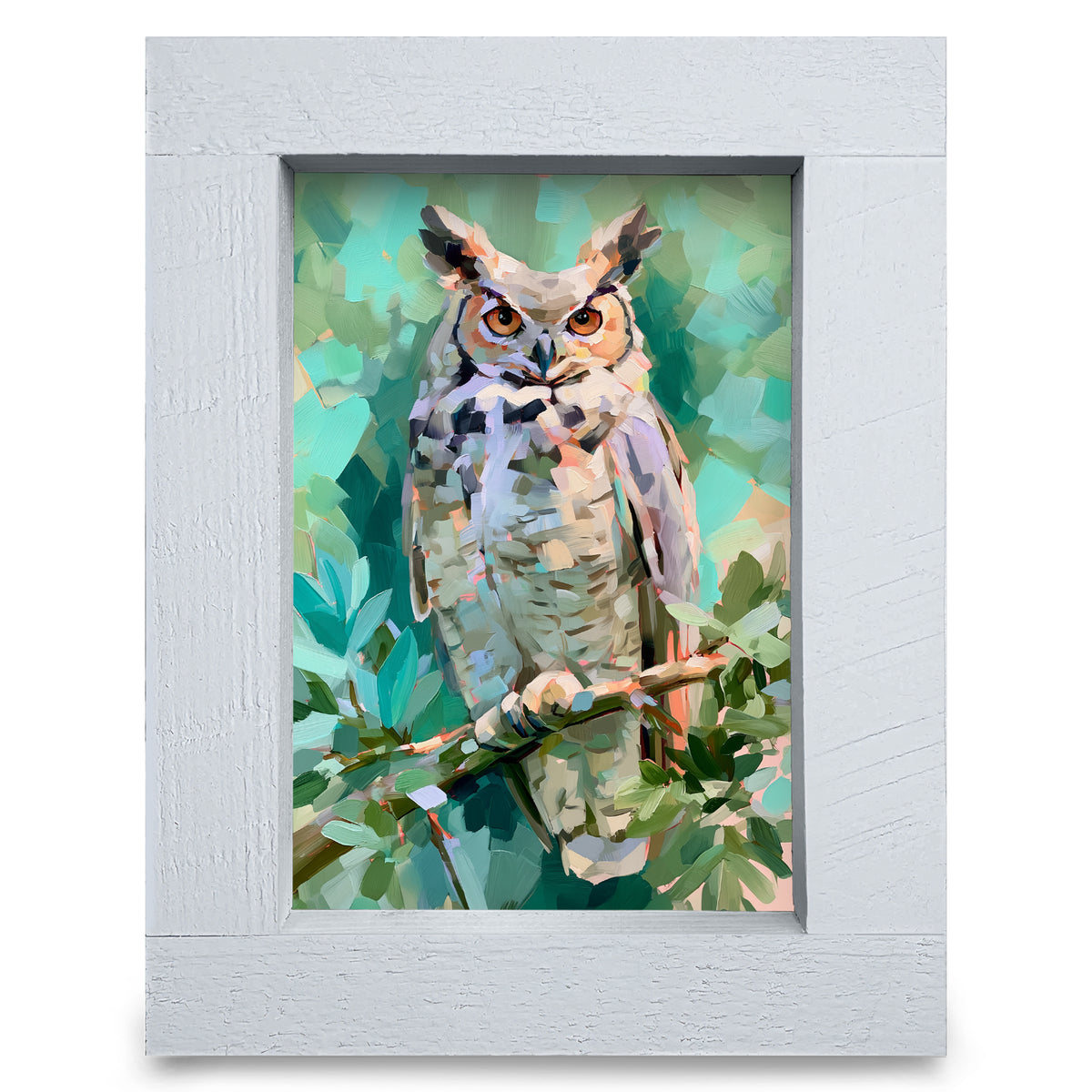 Great Horned Owl | Real Wood Framed Wall Art Print