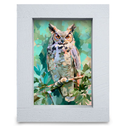 Great Horned Owl | Real Wood Framed Wall Art Print