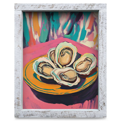 Oyster Snack | Real Wood Framed Wall Art Print