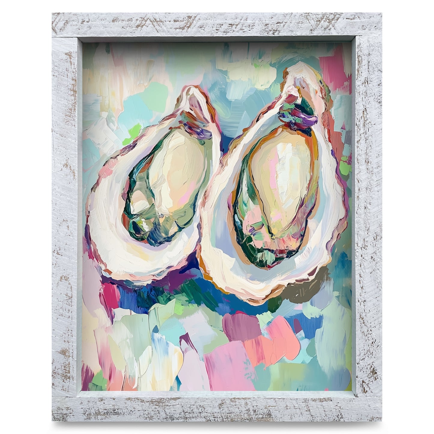 Pastel Oyster Pair | Real Wood Framed Wall Art Print