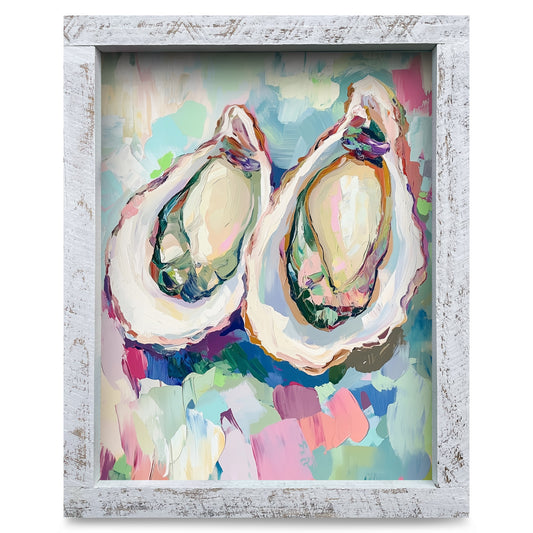Pastel Oyster Pair | Real Wood Framed Wall Art Print