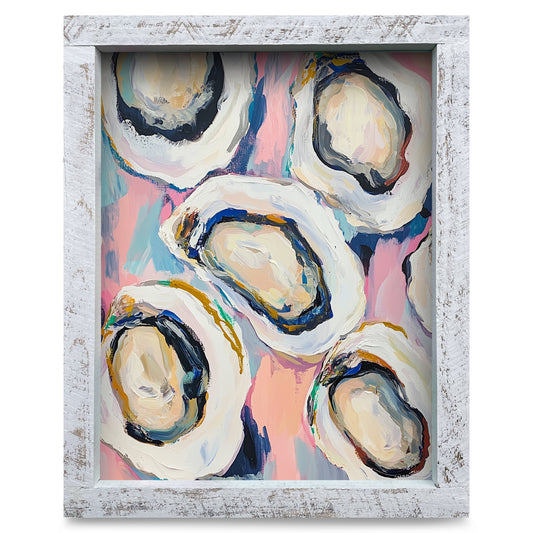 Pastel Oysters | Real Wood Framed Wall Art Print