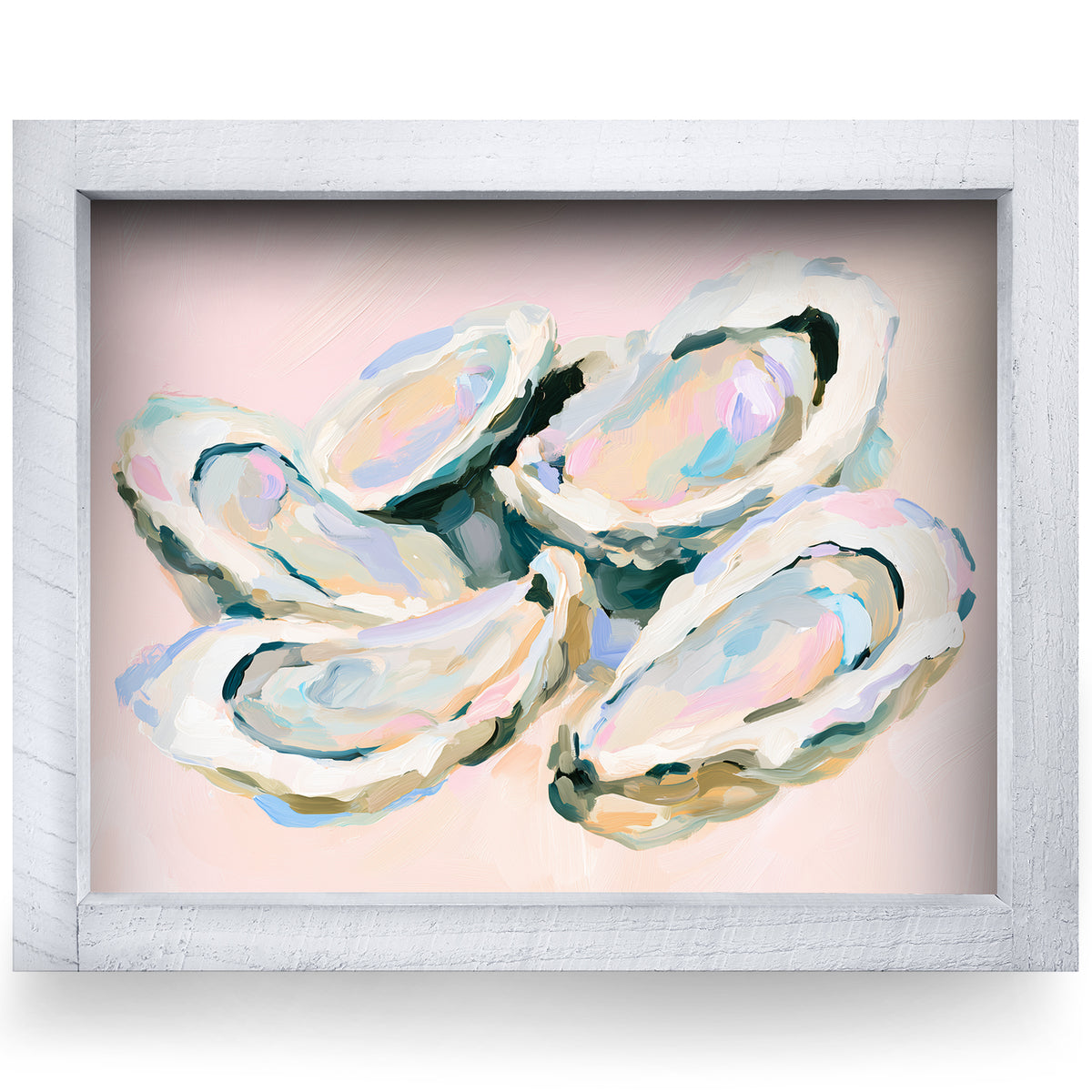 Oyster Cluster real wood framed print, second size