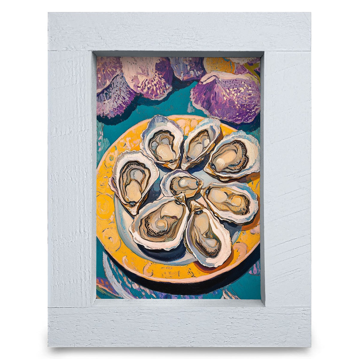 Colorful Oyster Plate | Real Wood Framed Wall Art Print
