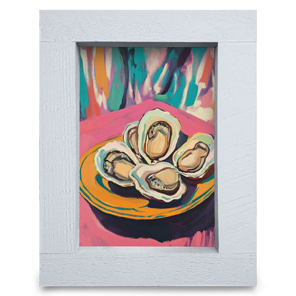 Oyster Snack | Real Wood Framed Wall Art Print