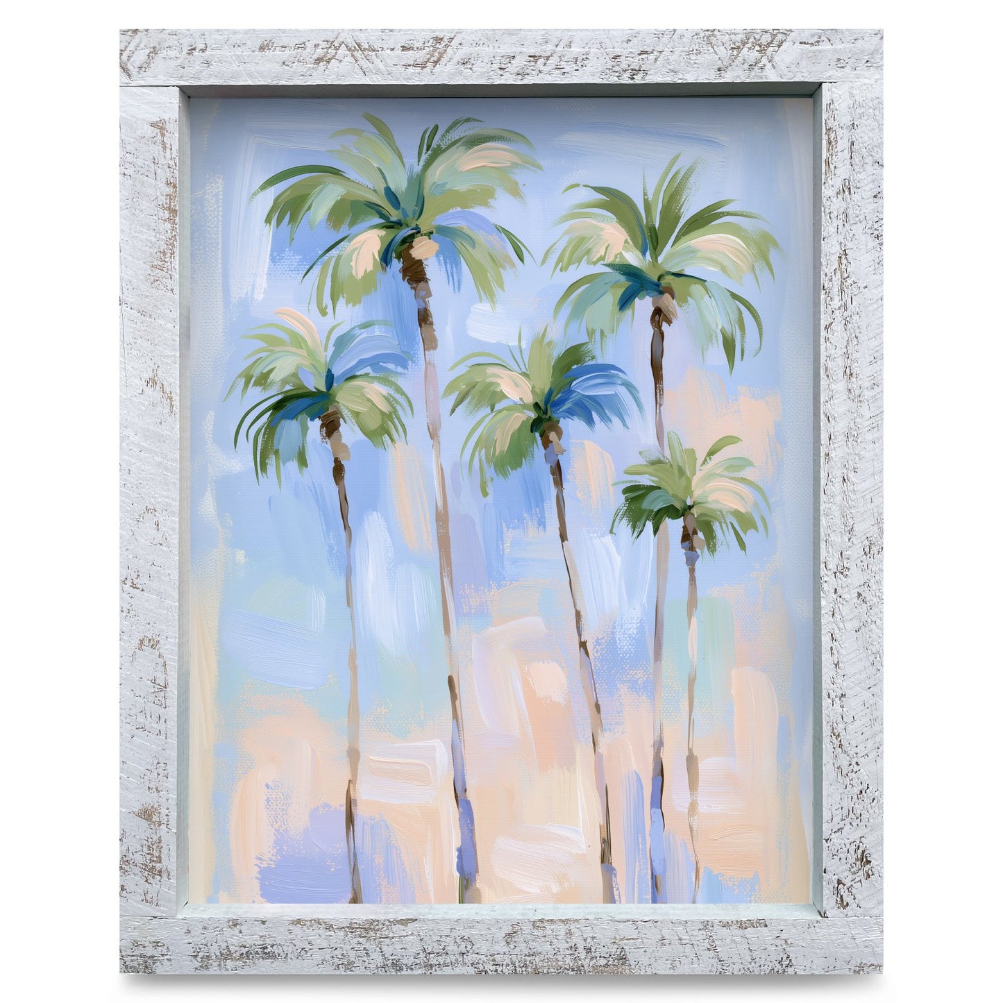 Breezy Pastel Palms | Real Wood Framed Wall Art Print
