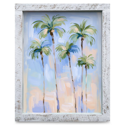 Breezy Pastel Palms | Real Wood Framed Wall Art Print