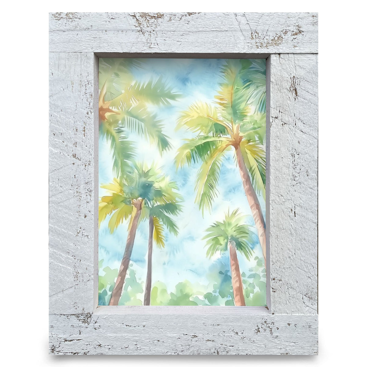 Watercolor Palm Sky | Real Wood Framed Wall Art Print