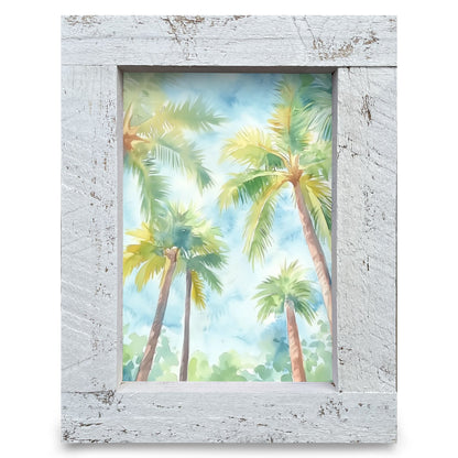 Watercolor Palm Sky | Real Wood Framed Wall Art Print