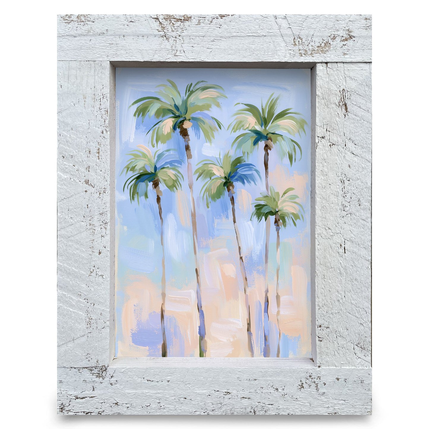 Breezy Pastel Palms | Real Wood Framed Wall Art Print