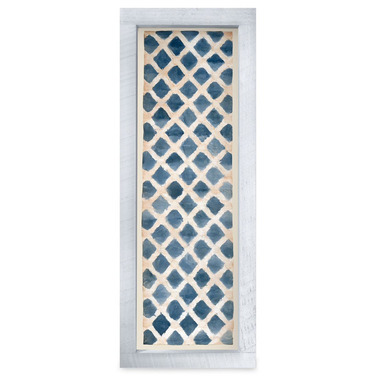 Indigo Lattice | Real Wood Framed Wall Art Print