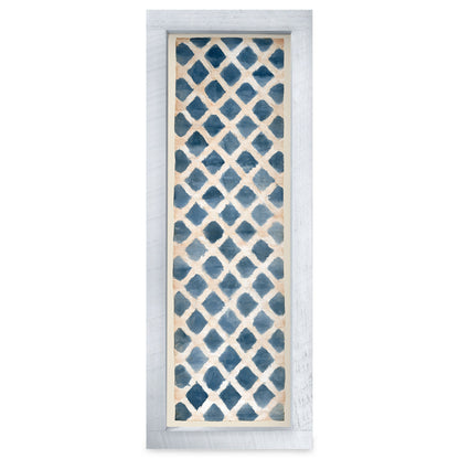 Indigo Lattice | Real Wood Framed Wall Art Print