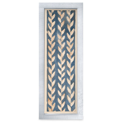 Indigo Herringbone | Real Wood Framed Wall Art Print