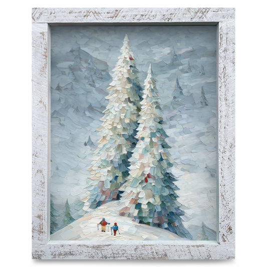 Winter Pastel Pines | Real Wood Framed Wall Art Print