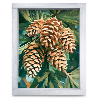 Pinecone Cluster | Real Wood Framed Wall Art Print