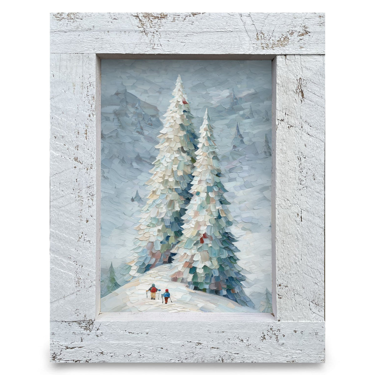 Winter Pastel Pines | Real Wood Framed Wall Art Print