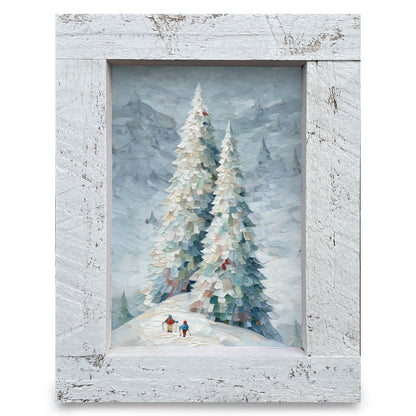 Winter Pastel Pines | Real Wood Framed Wall Art Print