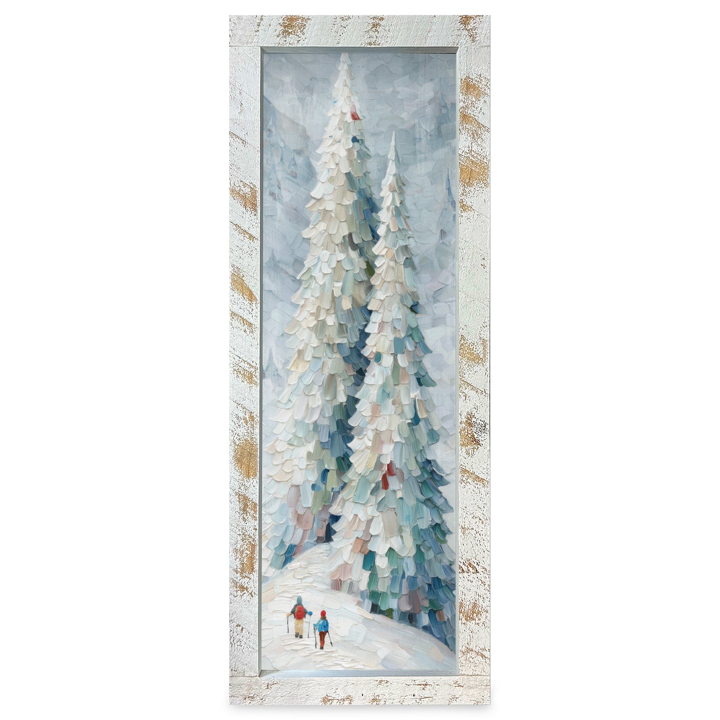 Wintry Tall Pines | Real Wood Framed Wall Art Print | Skinny