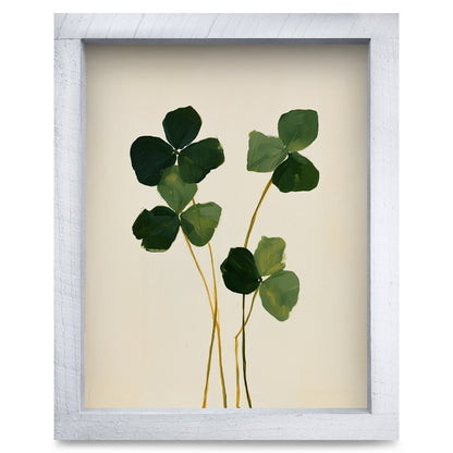 Painted Shamrock Clovers | Real Wood Framed Wall Art Print